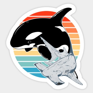 Hammerhead shark and orca Sticker